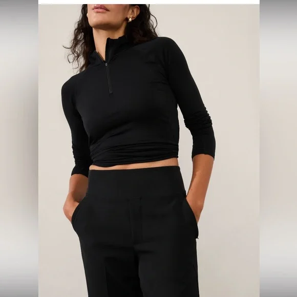NWT Athleta Black Endless high rise Pant, Size 10 straight leg work Packable - Picture 10 of 16